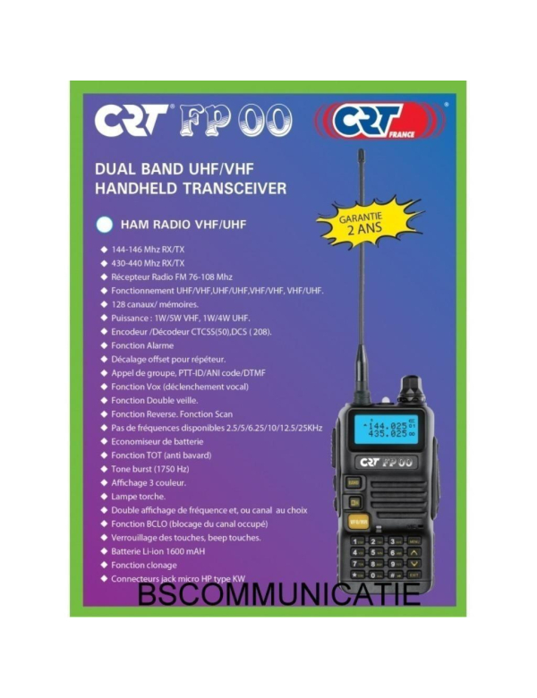 CRT FP00 VHF/UHF portofoon 2m /70 cm